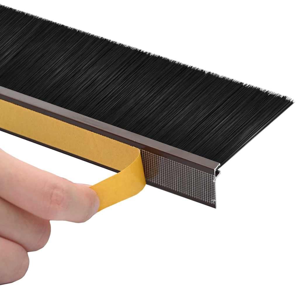 Selbstklebende Türbürstendichtungen 12 Stk. 100 cm Braun Aluminiumlegierung Zugluftstopper Türdichtung für Bodenabschluss