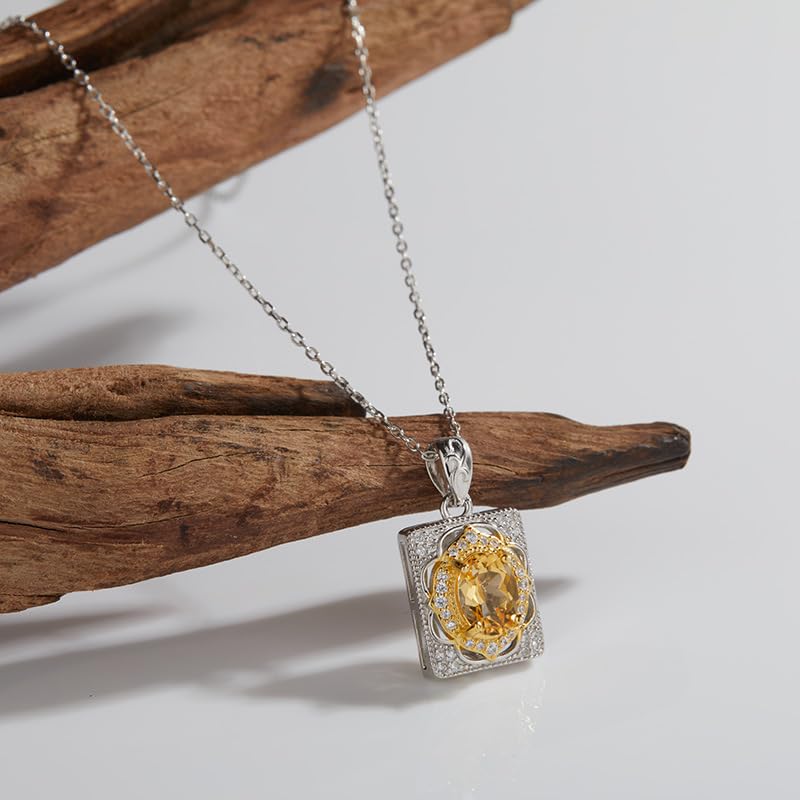 Collier argent S925 et pierre naturelle pendentif carré chic pour femme