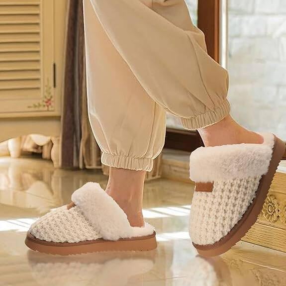 Cozy Knit Women's Slippers - Warm Shearling House Shoes for Winter, Indoor/Outdoor4