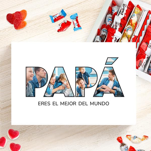 Caja de Dulces Personalizada con Fotos en Letras Papá