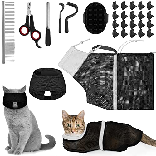 Kritkin 9 Pcs Cat Bathing Bag Set
