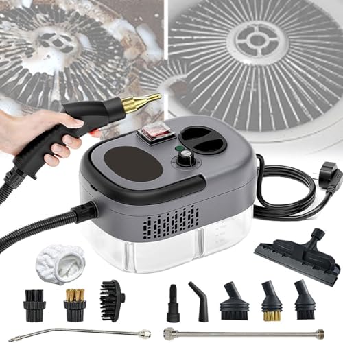 105℃ Pressurized Steam Cleaner, 2500W Air Conditioning Range Hood Cleaning Machine, with 1200ML Water Tank&6 Gears Adjustment, 3BAR High Temperature&Pressure Cleaner, for Home Kitchen, Furniture, Car