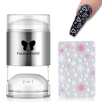 Jelly Silicone Nail Art Stamper, 2-in-1 Detachable Nail Stamping Tool with Scraper for Gel Polish & French Tips, Manicure Salon Supplies, Sello de Silicona para Unas 2-in-1 Silver