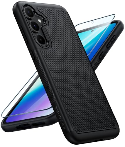 FNTCASE for Samsung A35 5G Case: Dual Layer Samsung A55 5G Phone Case Shockproof Drop Protection Galaxy 360 Military Grade Protective Mobile Cover Rugged Matte Heavy Duty Slim TPU Black