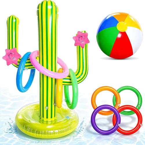 11 Pool Spielzeug Aufblasbar Set Kaktus Lustiges Wurfspiel Poolparty Kindergeburtstag mit 2 wasserball aufblasbar Ideal für wasserspielzeug Outdoor und Pool Erwachsene Interaktiver Poolparty Deko