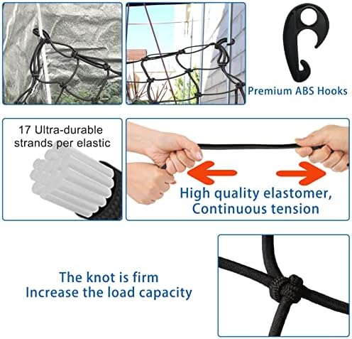 Scrog Net Trellis Netting for Plant 90*90cm Elastic Trellis Netting Flexible Plant Net for Grow Plant Tents Mesh Net Tent With Hooks 1pack