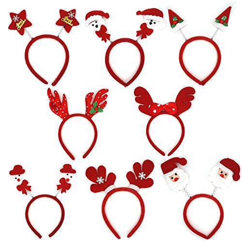 Manc GG Boutique Santa Claus Christmas Headbands Packs Christmas Decoration Accessories Gifts for Christmas Xmas Party Easter Costume 8PCS