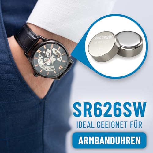 ABSINA 50er Pack SR626SW Uhrenbatterie 1,55V Silberoxid - 377 SR66 626 AG4 – Ansicht 2