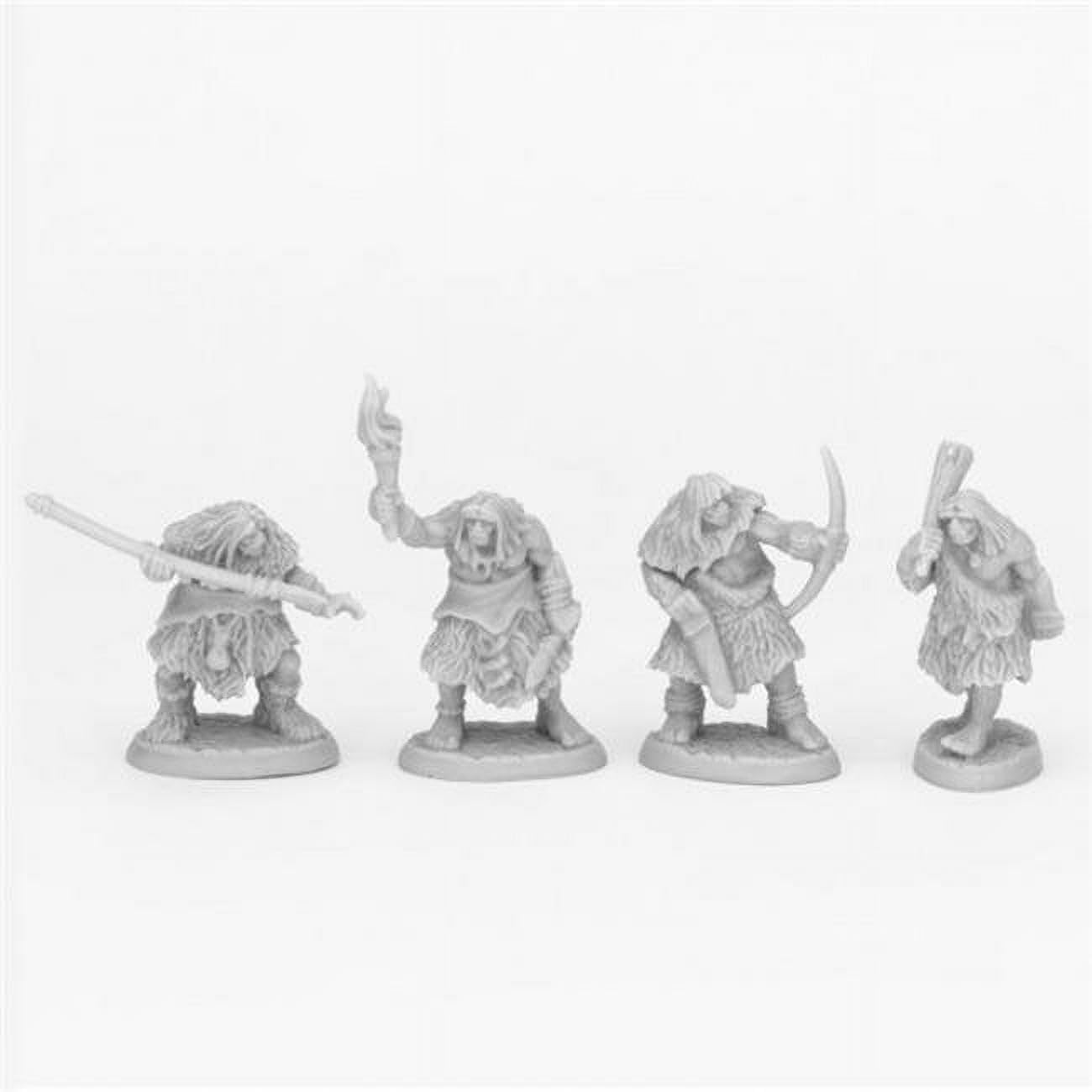 REAPER MINIATURES Bones Black: Black Bear Tribe Cavemen (4)