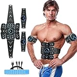 EMS Trainingsgerät, Bauchmuskeltrainer, USB Wiederaufladbar Muskelstimulator Bauchtrainer, mit 8 Modi & 19 Intensitäten, Tragbarer Muskelstimulator, für Bauch, Arm Fitness Trainings Gang