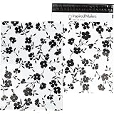 Poly Mailers 10x13 - Black Floral Print - Premium Unpadded Shipping Envelopes - Pack of 100