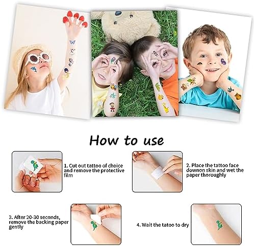 Habett Temporary Tattoos for Kids, 300+ Mixed Styles Temporary Tattoos Stickers Set for Girls and Boys, Space Dinosaur Animals Butterfly Temporary Tattoos for Kids Birthday Party Supplies - 5