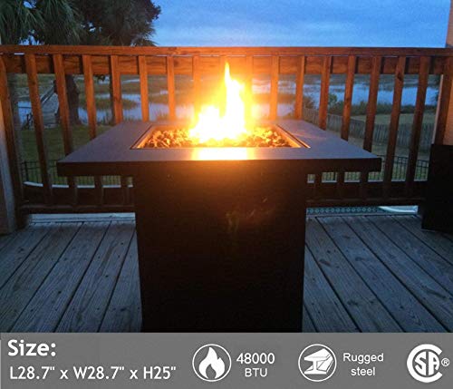 Portable Propane Gas Fire Pit Table - 48,000 BTU Gas Firepits Grill, Outdoor