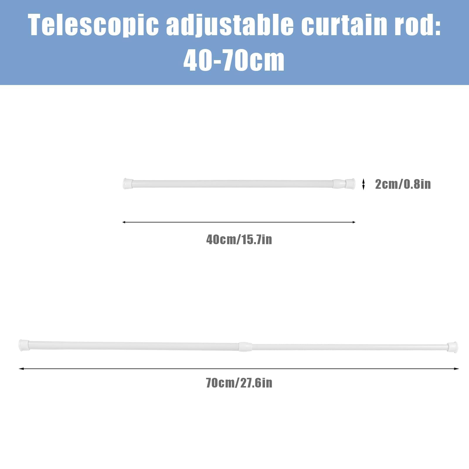 Asta per Tende Estensibile 40-70CM Regolabile Senza Foratura per Finestre Soggiorno