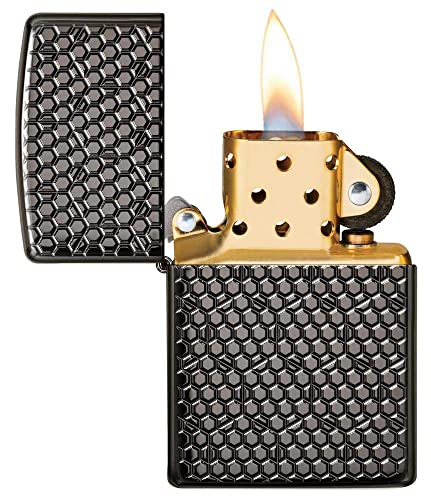 Image of Zippo Grey Hexagon Design Pocket Lighter Windproof Stylish Look Premium Metal Body Eco Environment-Friendly Unique Stylish Travel Friendly