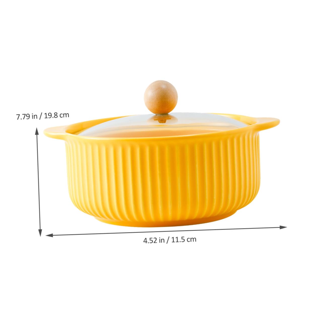 LABRIMP Tazón de Ramen Grande Asas 900 Ml de Cerámica Amarilla Tapa Diseño Japonés para Sopa y Fideos Instantáneos Uso Doméstico Restaurante y Escuela