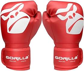 Luva De Boxe Infantil 08 Oz Vermelha Para Crianças de 09 A 12 anos Menino Menina Treino Muay Thai Profissional Gorilla