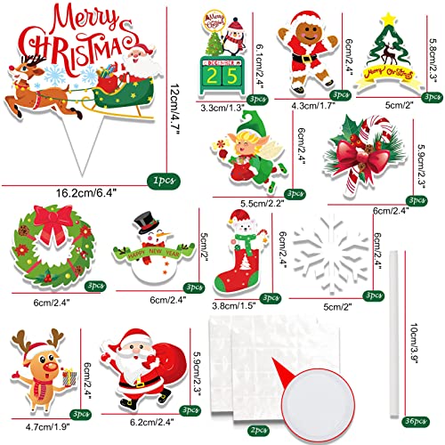 Howaf 37 Pcs Christmas Cupcake Toppers Picks, Including 13 Kinds Of Patterns.santa, Snowflake, Candy Cane, Gingerbread Man Etc. Cake Topper For Christmas Cake Decoration Party Food Picks #TOP2