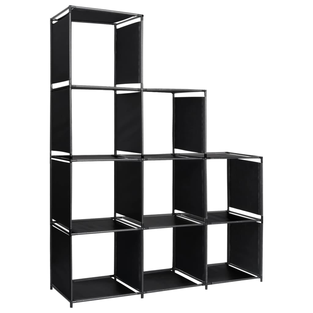 Regał schodkowy 130 x 45 x 170 cm, czarny, 9 otwartych półek, uniwersalny organizer Cube na książki, przedmioty kolekcjonerskie, rośliny, trwałe kostki do przechowywania, do domu, nowoczesne