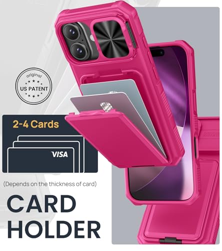 Image of SSLOTSCASE for iPhone 17 Case with 2X Screen Protector & Card Holder, Pink
