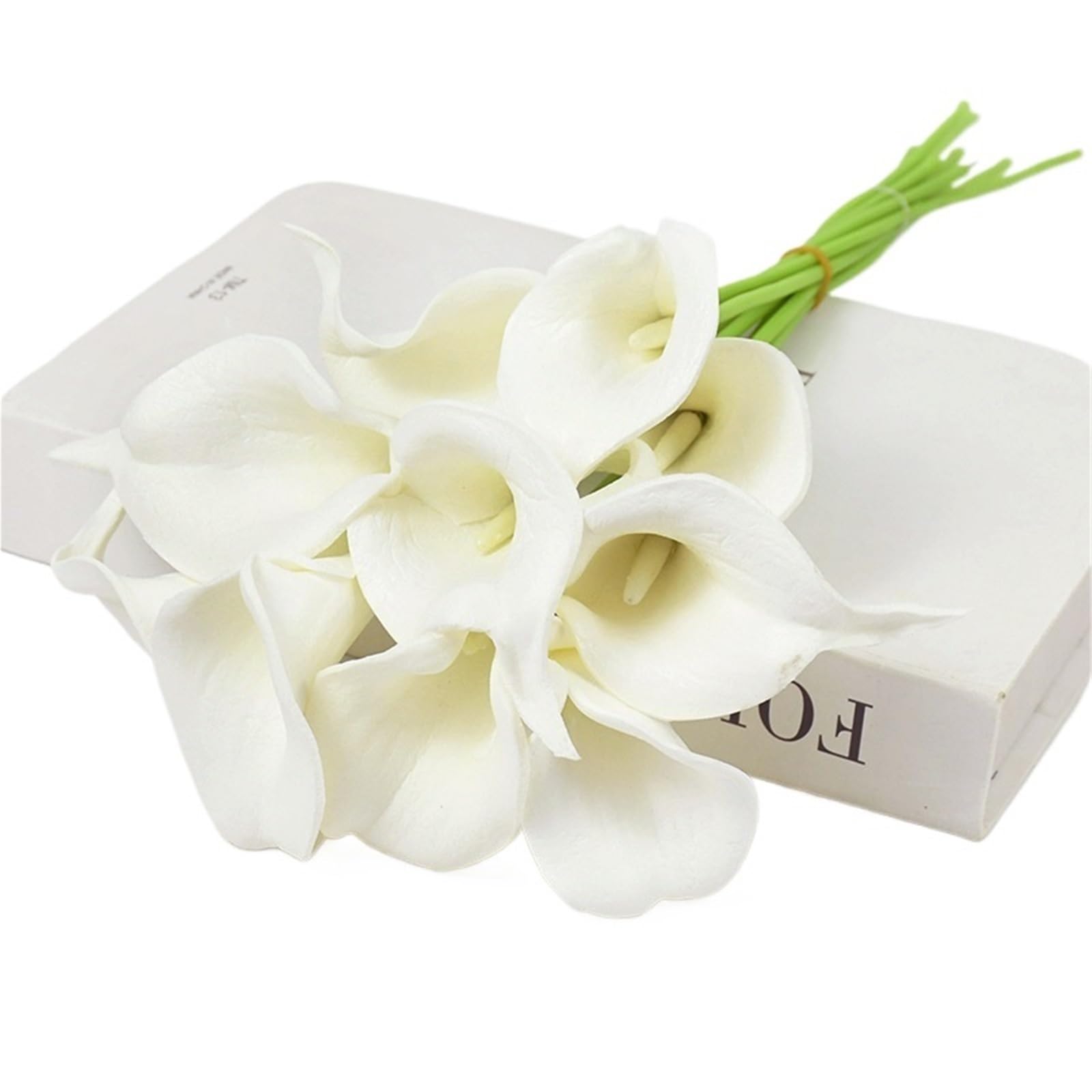 Dcrxz Artificial Flowers 20Pcs Real Touch Calla Lily Artificial Flowers White Wedding Bouquet Bridal Shower Party Home Flower Decoration Fake Flower(A)