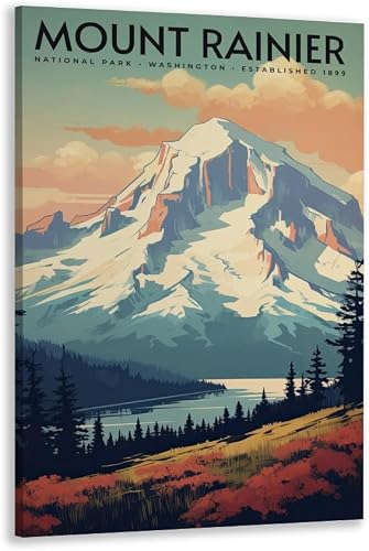 JYscillate Mount Rainier National Park Wall Art vintage travel posters Nature La