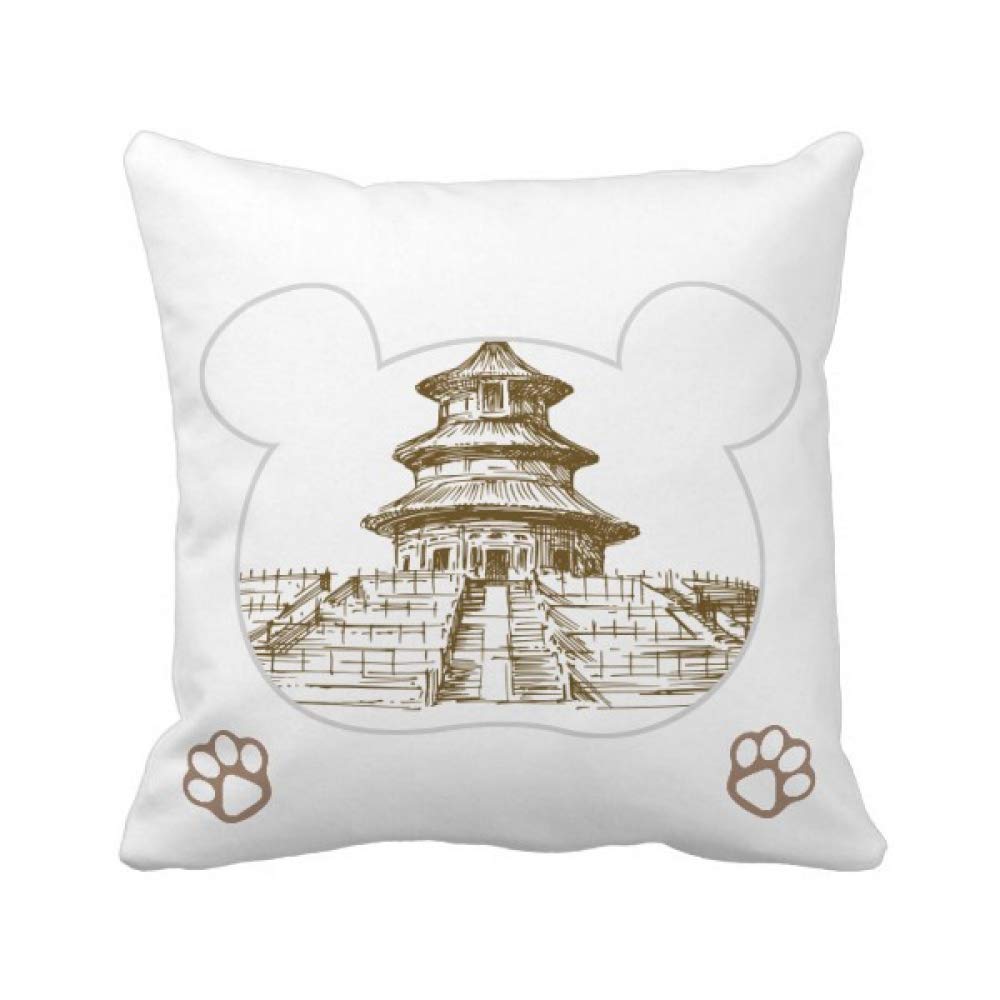 Housse de coussin motif ours du temple du ciel finition textile premium