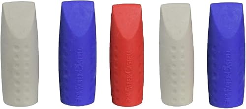 Faber-Castell Grip 2001 - Juego de 5 tapas de borrador, color azul, gris, rojo