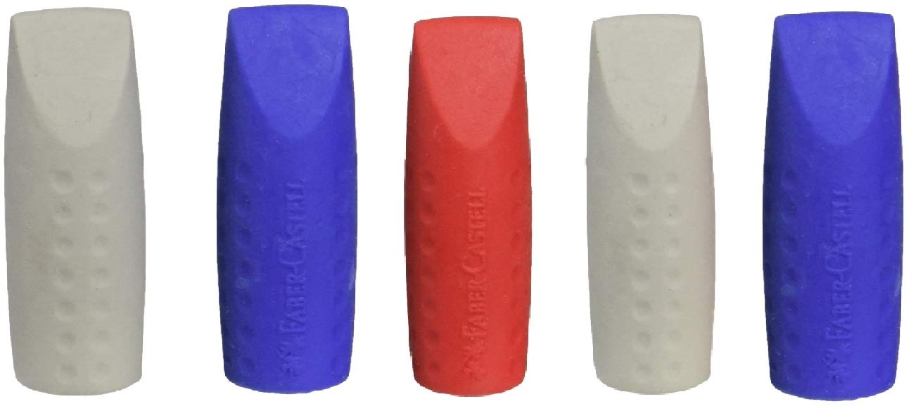 Faber-Castell Grip 2001 Eraser Cap Twin Pack - Coloured (Pack of 5)