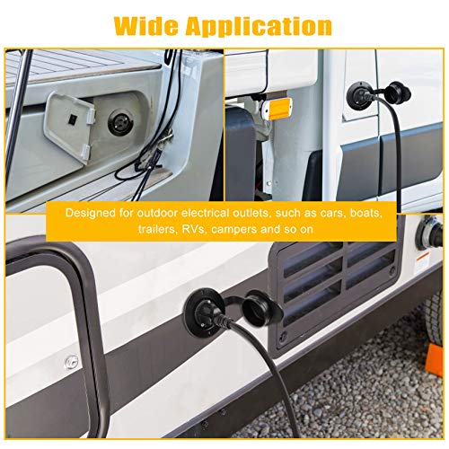 Flanged Outlet, Nema 5-15 15 Amp Grounding Straight Blade Flanged Outlet Receptacle With Covers, Cul Listed, 120-125 Volt, 2 Pole-3 Wire, Commercial/Industrial Grade, Black #TOP6