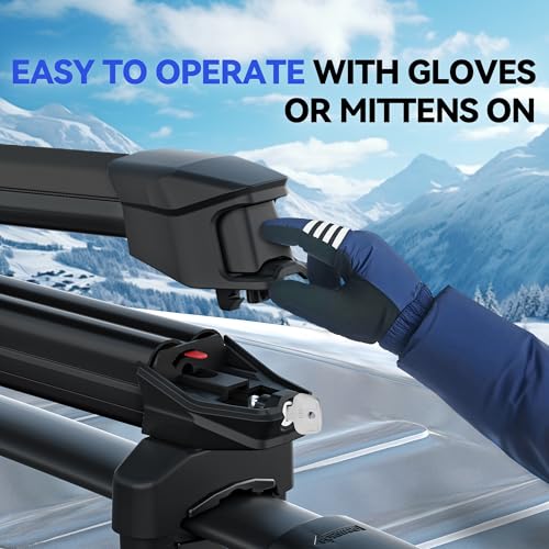 Ski & Snowboard Rack for Car Roof with Sliding Extension, Lockable Ski Racks Fits 6 Pairs Skis or 4 Snowboards, Universal for All Types of Cross Bars- Black - Thumbnail 6