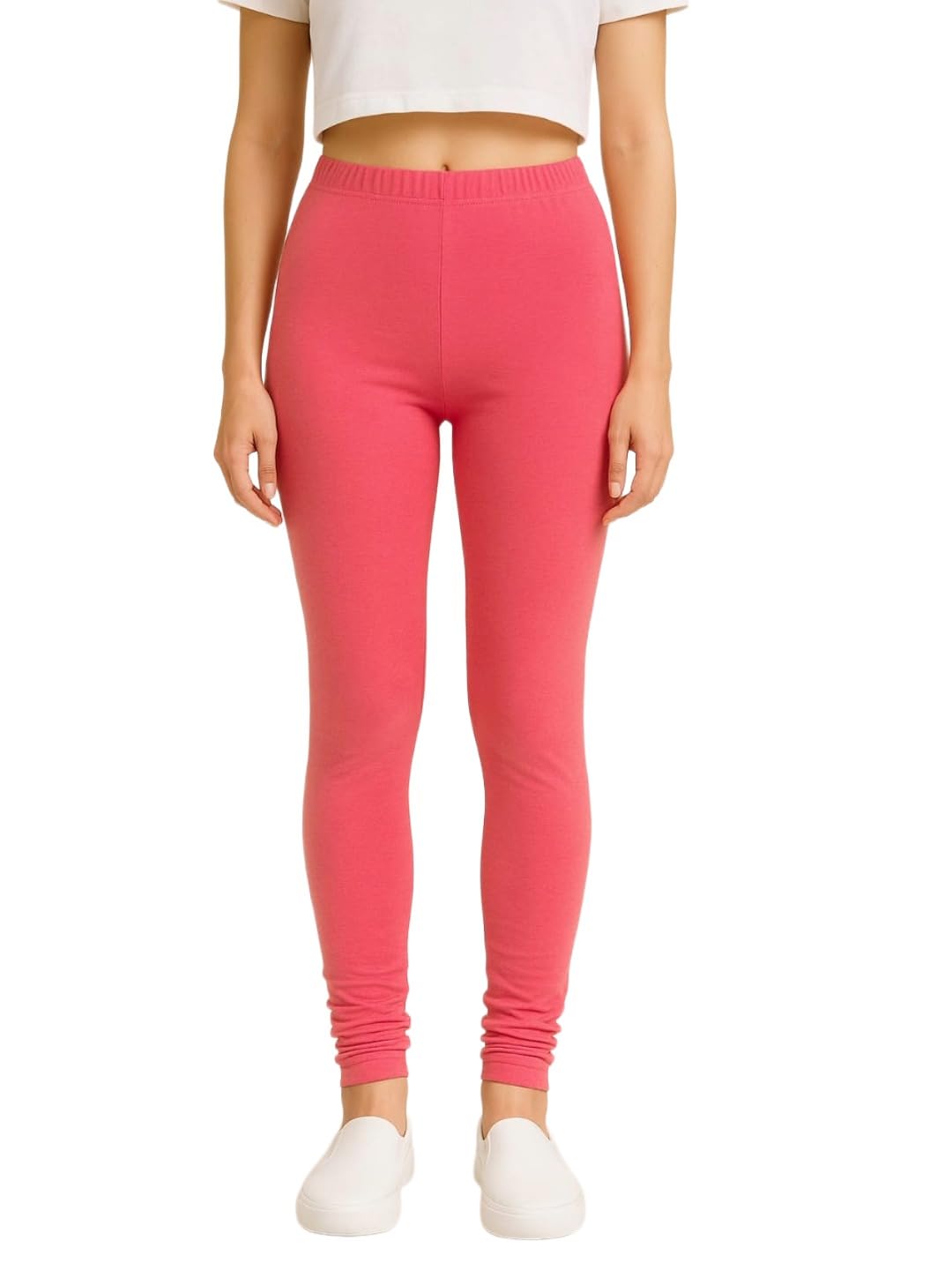 Women's Churidar Length Stretchable Leggings | Cotton Lycra | High-Waist with Elastic | Soft Bio-Washed Fabric | Perfect for Daily, Office & Casual Use-picture-29