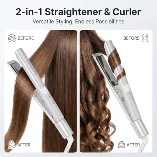 Plancha para cabello 2 en 1 con placas de titanio y 5 temperaturas miniatura 3