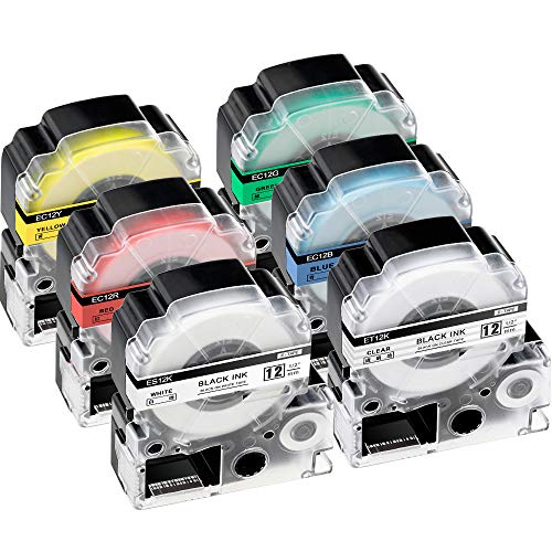 12mm 互換 テプラ テープ キングジム pro テープカートリッジ Kingjim Tepra 本体 SS12K ST12K SC12R SC12Y SC12G SC12B KINGJIM 強粘着 テプラプロ用 sr150 sr170 sr670 透明