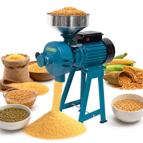 Image of H&ZT 3000W Electric Grain Mill, 110V Corn Wheat Rice Grinder, 2800 RPM | 150mm Grinding Disc, Up to 166 lb /h Output, Galvanized Iron Housing, Dry or Wet & Dry Models for Home and Farm Milling