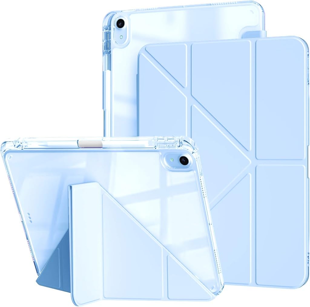 UnDePlus iPad Air 11inç M4/M3/M2 Air 4/5.Nesil 10.9 ile uyumlu Kılıf Mika Trifolding Şeffaf Kalem Bölmeli