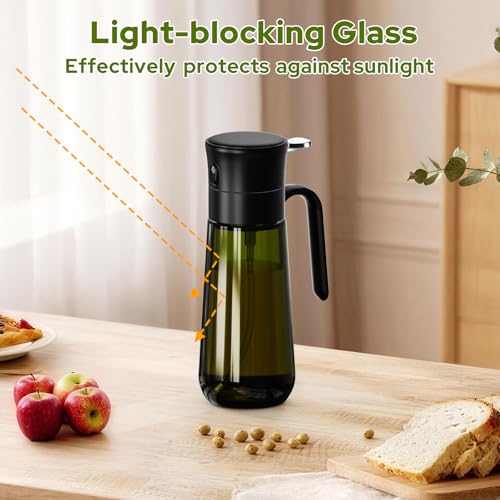 Olive Oil Spray Bottle with Basting Brush, 280ml Light-Proof Glass Oil Sprayer to Preserve Freshness, Ideal for Salad Dressing, Baking & Grilling - Image 5