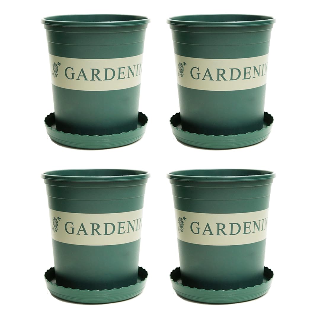 Kuber Industries Plant Pot||Water Drainage Holes|Plastic Flower Pot for Patio, Garden|Green|(Pack of 4) (B0CW2SB17L) Amazon Price History, Amazon Price Tracker