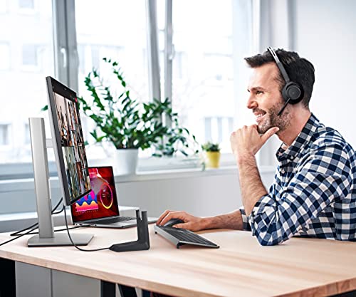Image of Dell Premier Wireless ANC Headset - WL7022, Control Panel on Headset Includes Call Control, Adjustable Leatherette Headband and Earpads, USB Dongle, Adjustable Boom Mic, Charging Stand - Black