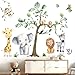Baby Animal Wall Stickers for Nursery: Kids Boys Girls Bedroom Classroom Daycare Wall Decals - Jungle Animals Tree Elephant Lion Giraffe Monkey Sloth