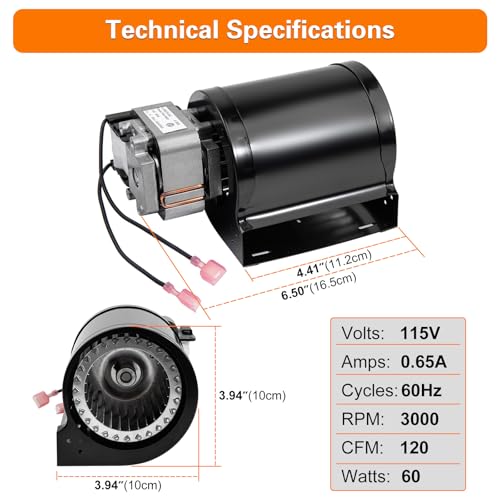 Barbqtime Blower Motor for Lopi Freedom Bay & Freedom II & Answer & Revere, Avalon Olympic 1190 Wood Stove Insert, Replacement Blower Fan for 99000137 99000123 99000190 99000126 99000128 99000133