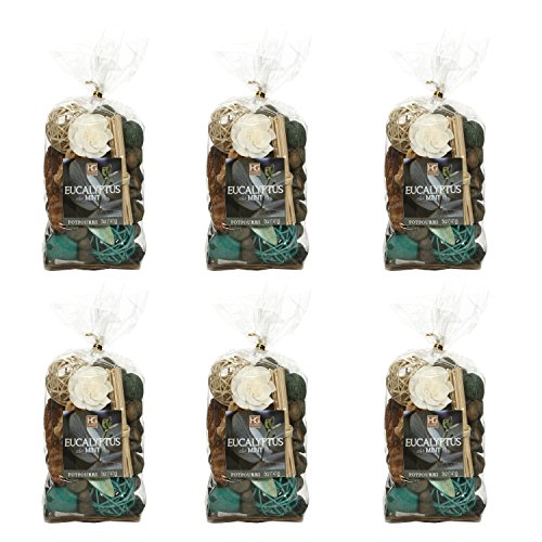 Hosley Set of 6 Bags Eucalyptus Mint Chunky Potpourri 5 Ounce Each. Ideal for Party Favor Weddings spa Reiki Meditation Bathroom Settings. O4