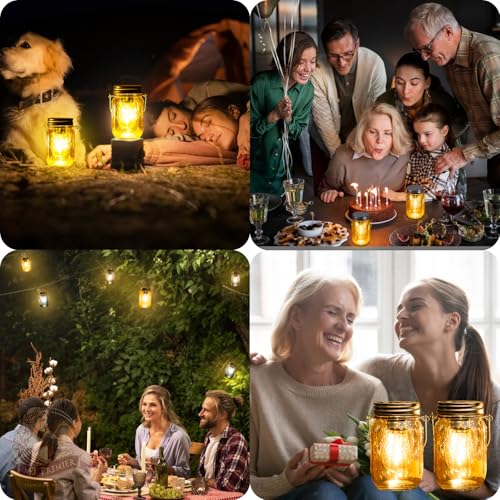 MJ PREMIER Mason Jar Lights Hanging,2-Pack Outdoor Garden Lanterns,Battery Operated Cordless Lamps,LED Bulb and Auto Timer,Patio,Indoor Lights for Camping Picnic Party Fireplace Hallway (Amber) - Cosy Home Interiors MJ PREMIER Mason Jar Lights Hanging,2-Pack Outdoor Garden Lanterns,Battery Operated Cordless Lamps,LED Bulb and Auto Timer,Patio,Indoor Lights for Camping Picnic Party Fireplace Hallway (Amber) - Image 8