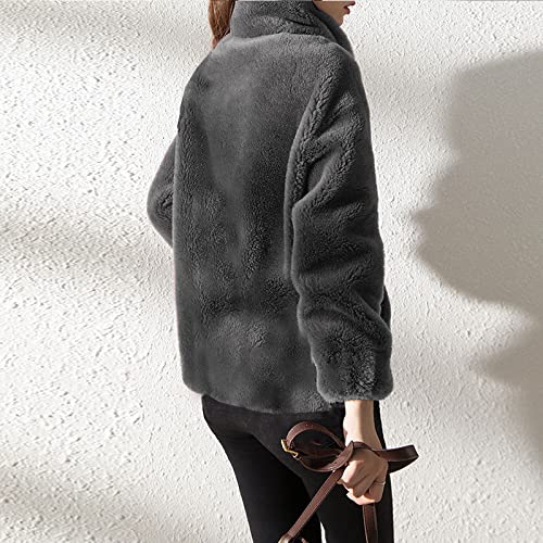 JMSUN Jaqueta feminina de inverno Casaco de pelúcia feminino com capuz Colorblock solto zíper quente