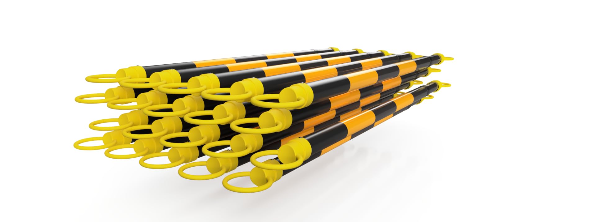 Adjustable Traffic Cone Bar - Retractable Safety Barrier for Work Zones & Events (20 Pack, Yellow/Black, Long)