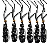 CIFIBIFUN 6PCS Handmade Rope Crystals Cages Small Stone, Adjustable Ropes Black, Gifts for Christmas Birthday (S)