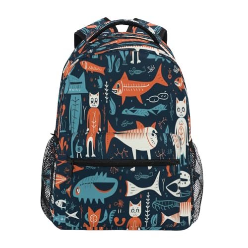 Sac à dos école crâne de poisson 29x40cm léger pour enfant et grand cartable de voyage