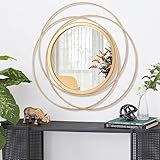 HLFMVWE - Espejo de pared grande dorado redondo de arte con marco de alambre de...
