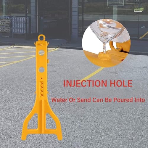 Barrière de circulation rétractable avec base à remplir d'eau pour parking