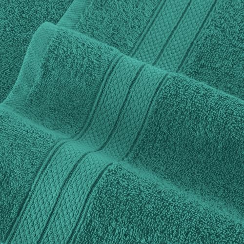 Image of Elegant Comfort Luxury 6-Piece Towel Set, Premium Soft 100% Turkish Cotton, Three Line Popcorn Design 2 Bath Towels, 2 Hand Towels and 2 Washcloths Towel Set - Quick-Drying and Absorbent, Teal Blue